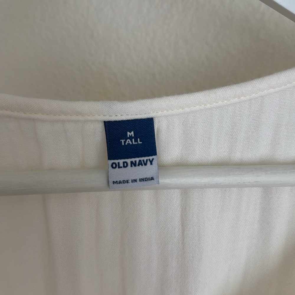 Old Navy fit & Flare Crinkle Gauze Cream Sleeveless V-Neck Maxi Sundress M Tall - Picture 4 of 7